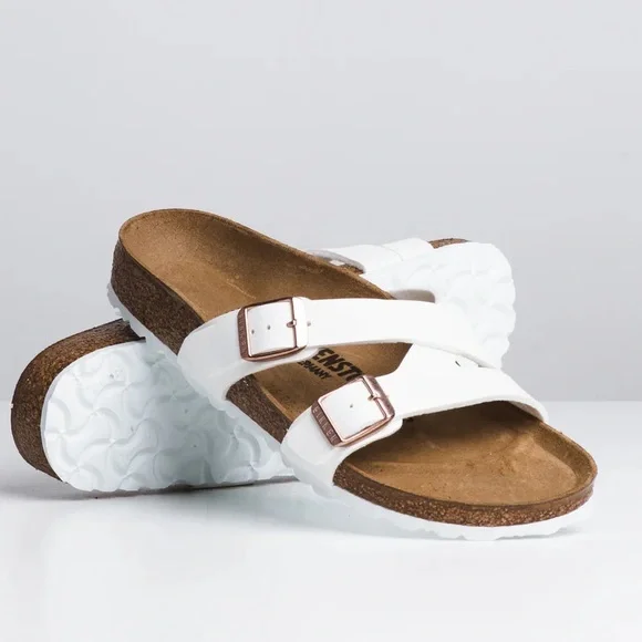 Birkenstock Sandals π€ Yao Slide Birko Floor Sandals White Sz 39 8 New - Picture 10 of 15
